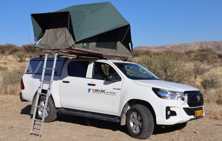 Melbic 4x4 Car Rentals Namibia Toyota Hilux 2.4 Double Cab with One Open Tent