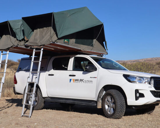 Melbic 4x4 Car Rentals Namibia Toyota Hilux 2.4 Double Cab with Two Open Tents