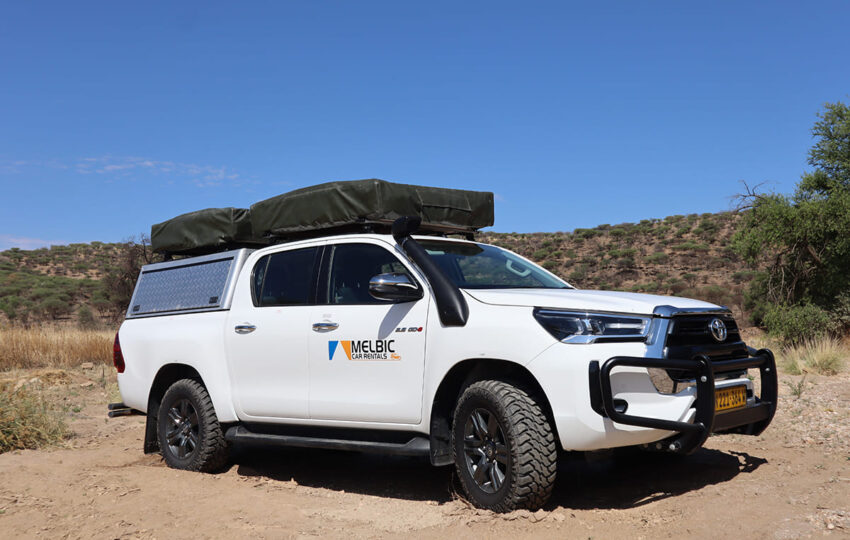 Melbic 4x4 Car Rentals Namibia Toyota Hilux DC 2.8 With 2 Tents - Closed