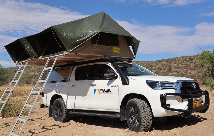 Melbic 4x4 Car Rentals Namibia Toyota Hilux DC 2.8 With 2 Tents - Open