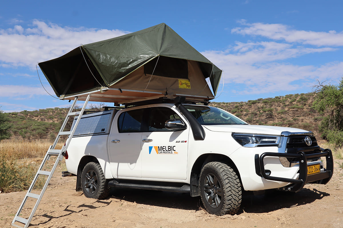 Melbic 4x4 Car Rentals Namibia Toyota Hilux DC 2.8 With Tent - Open