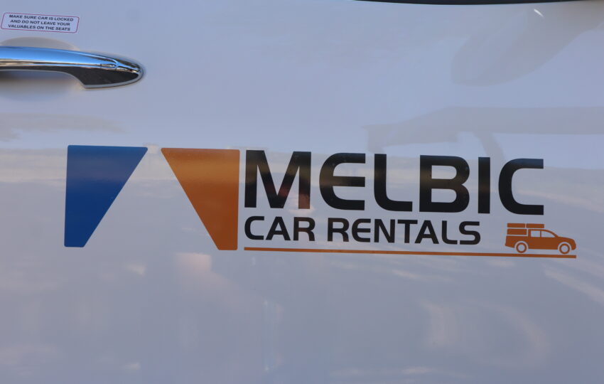 Melbic 4x4 Car Rentals Namibia logo on vehicle