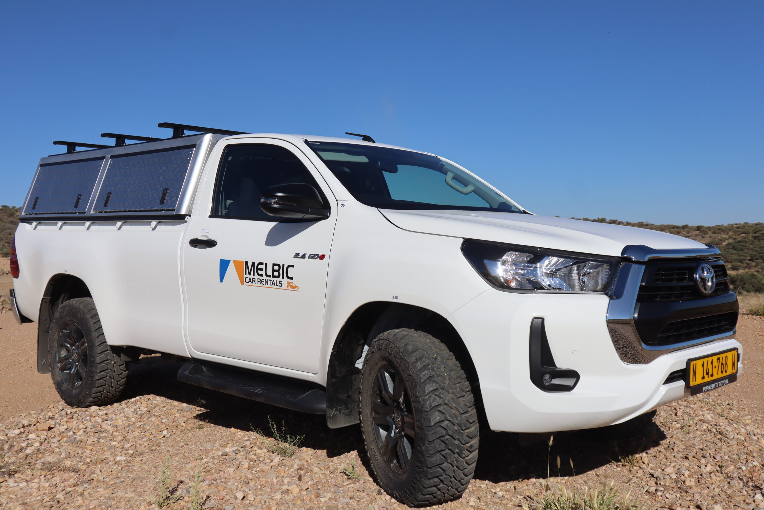 Melbic 4x4 Car Rentals Namibia Toyota Hilux Single Cab without rooftent